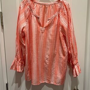 Tommy Bahama Coral and White Striped Tunic